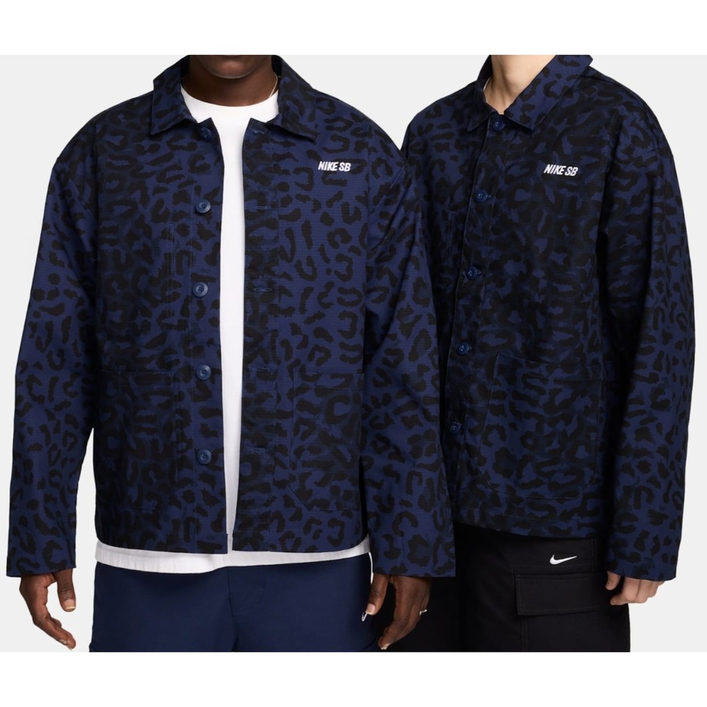 Nike SB Allover Print Skate Chore Coat Midnight‎ Navy White FN2591-410 Size XXS